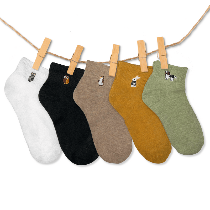 Coffret chaussettes en coton animaux rigolos (lot x5)