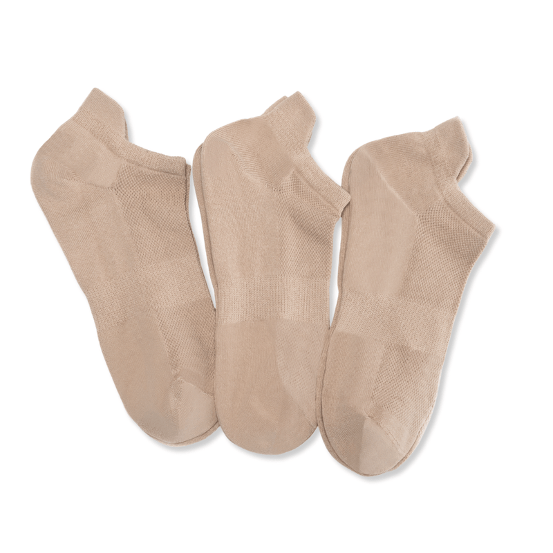 Coffret chaussettes en coton languette basiques beige (lot x3)