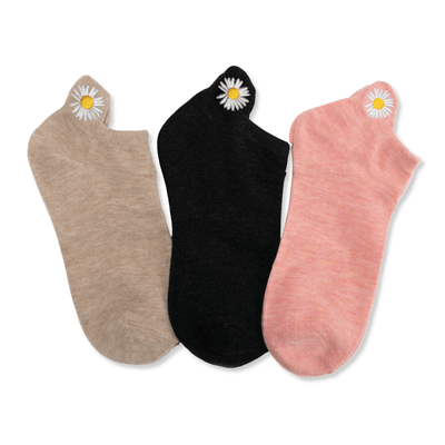 Coffret chaussettes en coton languette fleurs (lot x3)