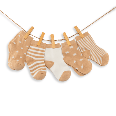 Coffret chaussettes enfants bébés hautes beige (lot x5)