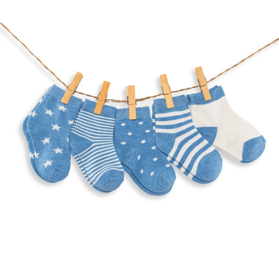 Coffret chaussettes enfants bébés hautes bleu (lot x5)