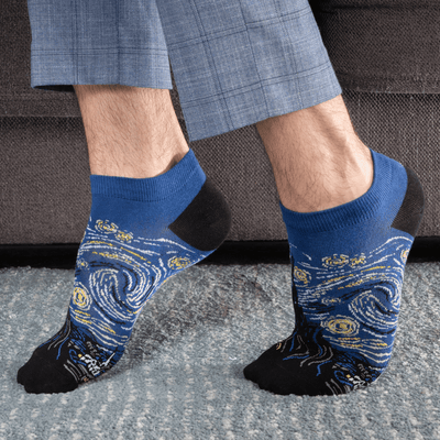 Chaussettes en coton oeuvres d'art van gogh bleu